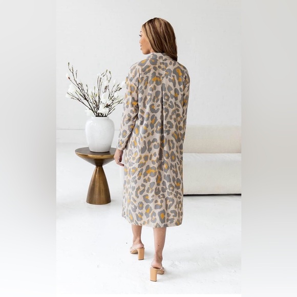 The Drop @VictoriousLogan Cheetah Print Maxi Dress Vetiver Irish Cream NWT Small - Picture 2 of 9